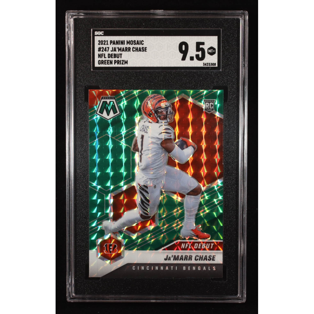 Ja'Marr Chase 2021 Panini Mosaic Mosaic Green #247 DEB RC (SGC 9.5) at PristineAuction.com