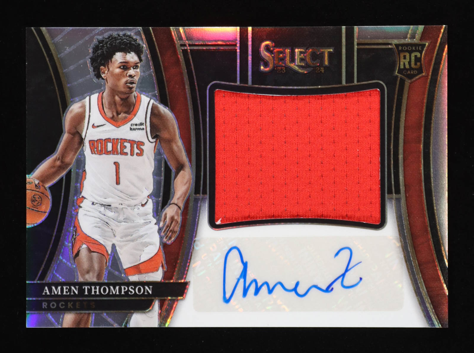 Amen Thompson 2023-24 Select Jumbo Rookie Signature Swatches #25 RC #66/99 at PristineAuction.com Amen Thompson 2023-24 Select Jumbo Rookie Signature Swatches #25 RC #66/99 at PristineAuction.com