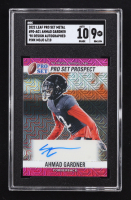 Ahmad "Sauce" Gardner 2022 Leaf Pro Set Metal '90 Design Autographed Pink Mojo #90AG1 RC #6/10 (SGC 9 | Auto 10) at PristineAuction.com