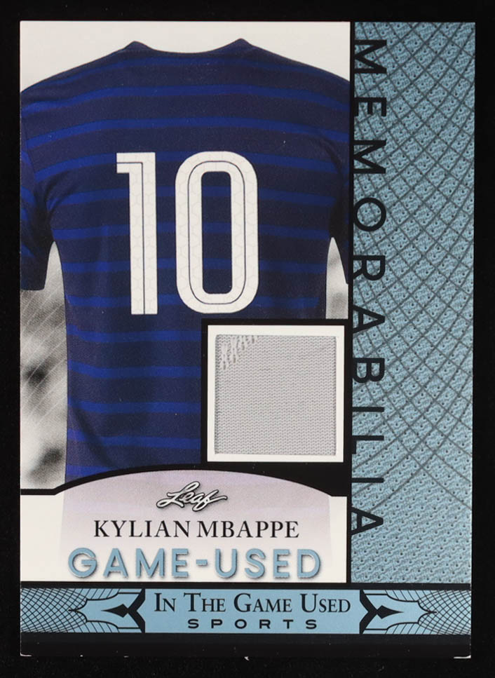 Kylian Mbappe 2024 Leaf ITG Used Sports Game-Used Memorabilia Blue #GUM84 at PristineAuction.com Kylian Mbappe 2024 Leaf ITG Used Sports Game-Used Memorabilia Blue #GUM84 at PristineAuction.com