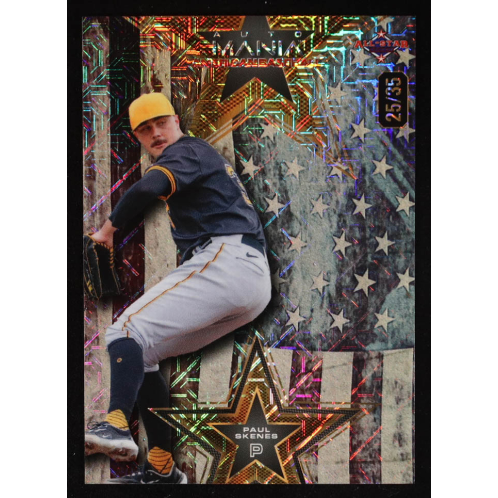 Paul Skenes 2024 Wild Card Auto Mania American Baseball Star Vintage Flag Mojo #AMAS-PS3 RC #25/35 at PristineAuction.com