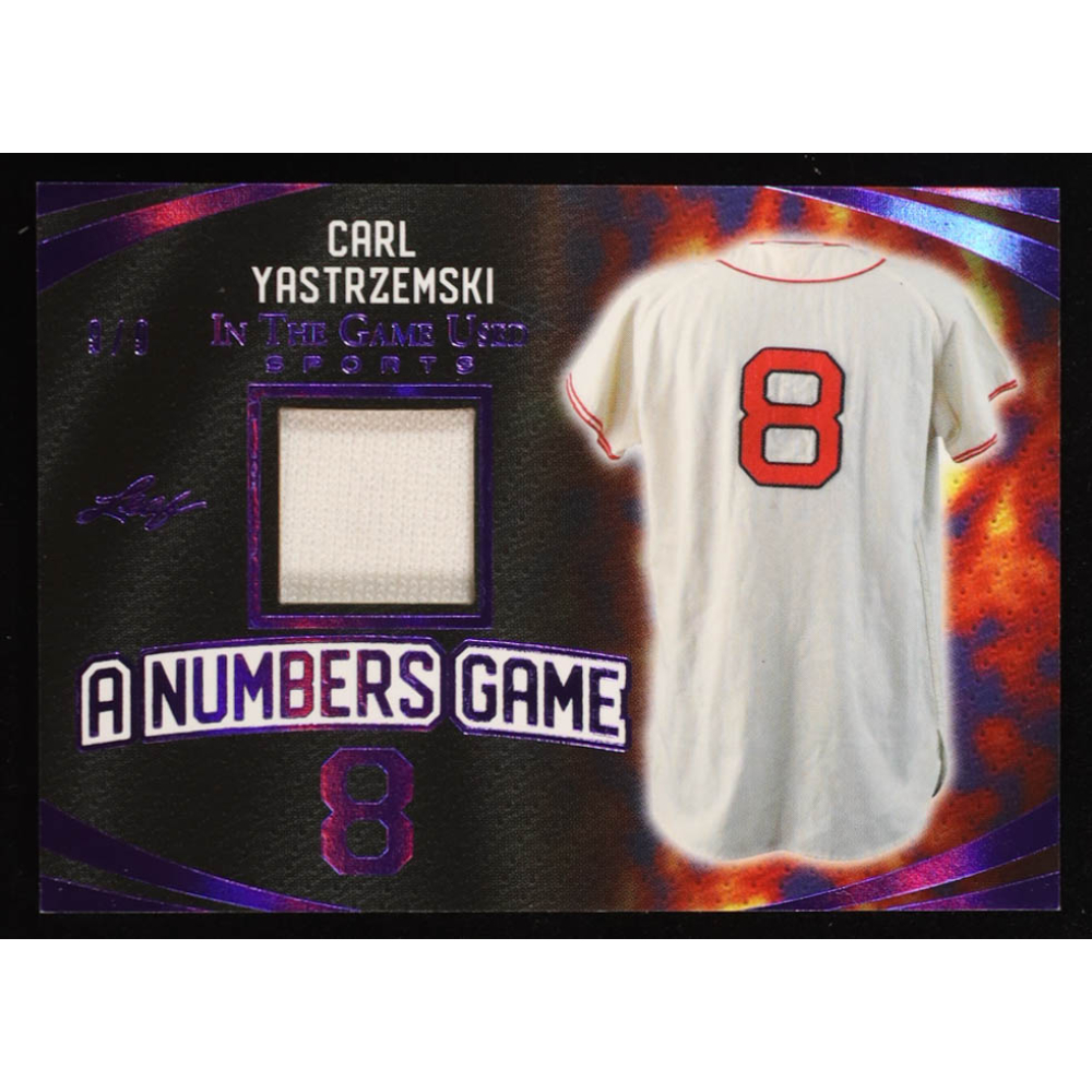 Carl Yastrzemski 2024 Leaf ITG Used Sports A Numbers Game Purple #ANG04 #9/9 at PristineAuction.com