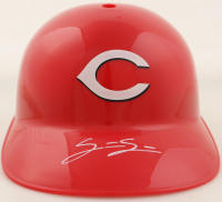 Spencer Steer Signed Reds Full-Size Batting Helmet (Playball Ink) at PristineAuction.com