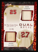 Bob Lemon / Herb Score 2024 Leaf ITG Used Sports Dual Relic Red Spectrum #GDM01 #2/45 at PristineAuction.com