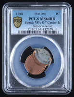 1988 U.S. 1¢ Lincoln Penny Error: Struck 75% Off-Center & Uniface Reverse (PCGS MS64 RD) at PristineAuction.com