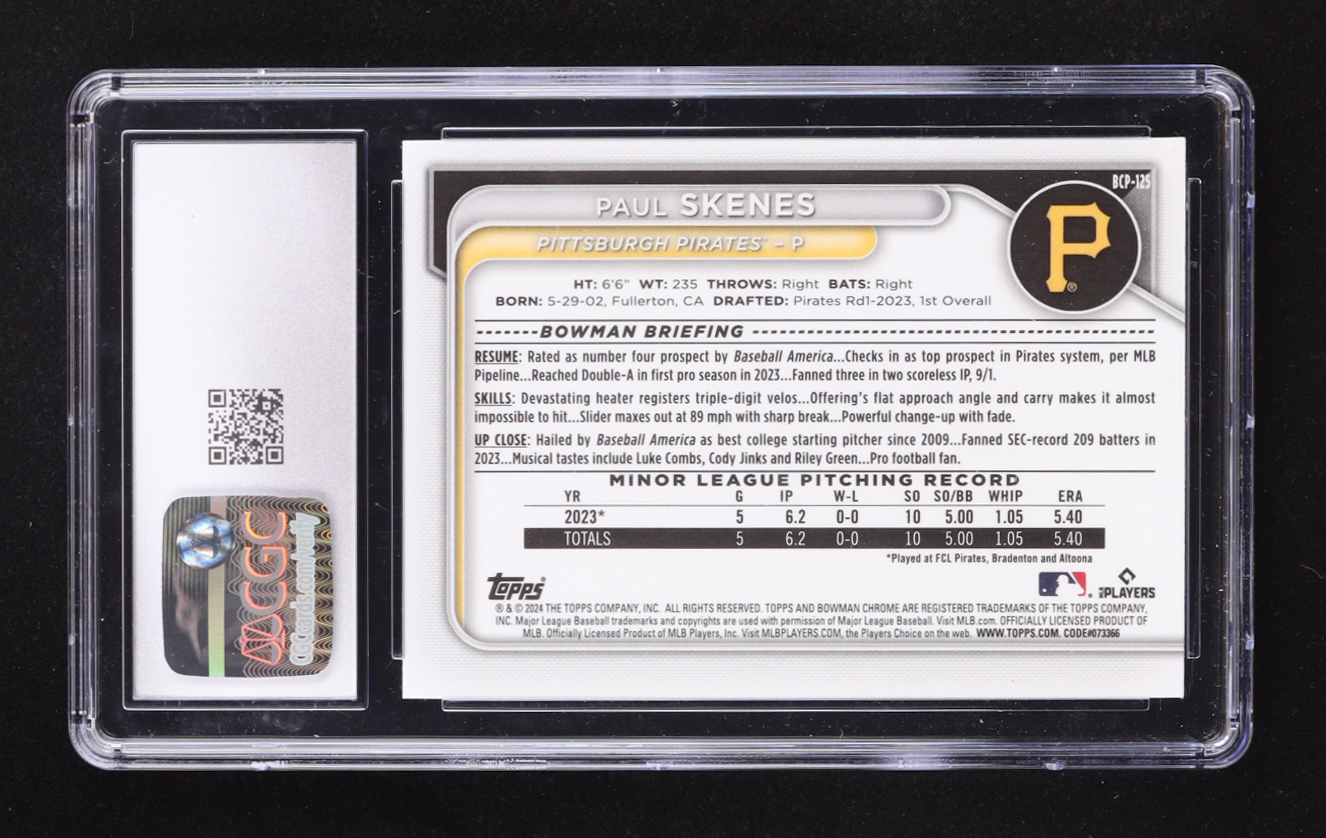 Paul Skenes 2024 Bowman Chrome Mega Box Prospects #BCP125 RC (CGC 10) at PristineAuction.com Paul Skenes 2024 Bowman Chrome Mega Box Prospects #BCP125 RC (CGC 10) at PristineAuction.com