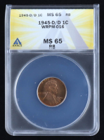1945-D Lincoln Wheat Penny - Mint Error: WRPM-016 (ANACS MS65 RB) at PristineAuction.com