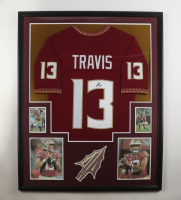 Jordan Travis Signed Custom Framed Jersey Display (JSA) at PristineAuction.com