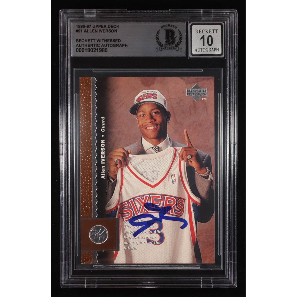 Allen Iverson Signed 1996-97 Topps #91 RC (BGS | Auto 10) at PristineAuction.com