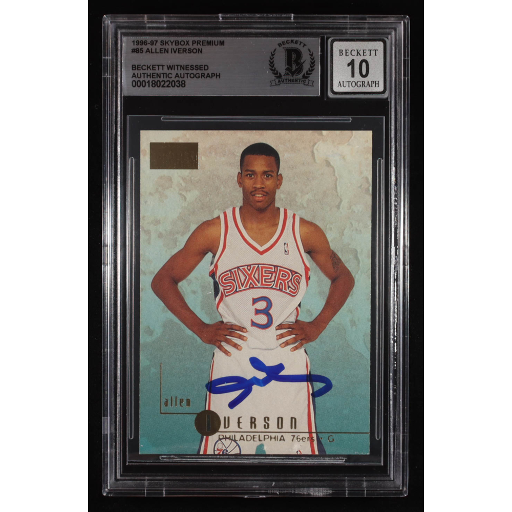 Allen Iverson Signed 1996-97 Skybox Premium #85 RC (BGS | Auto 10) at PristineAuction.com