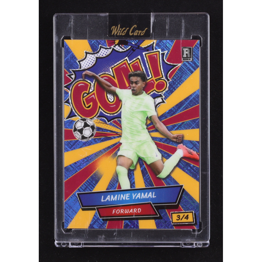 Lamine Yamal 2024 Wild Card Lamine Yamal Comix #ACGB-LY3 Gold / Red / Blue #3/4 RC at PristineAuction.com