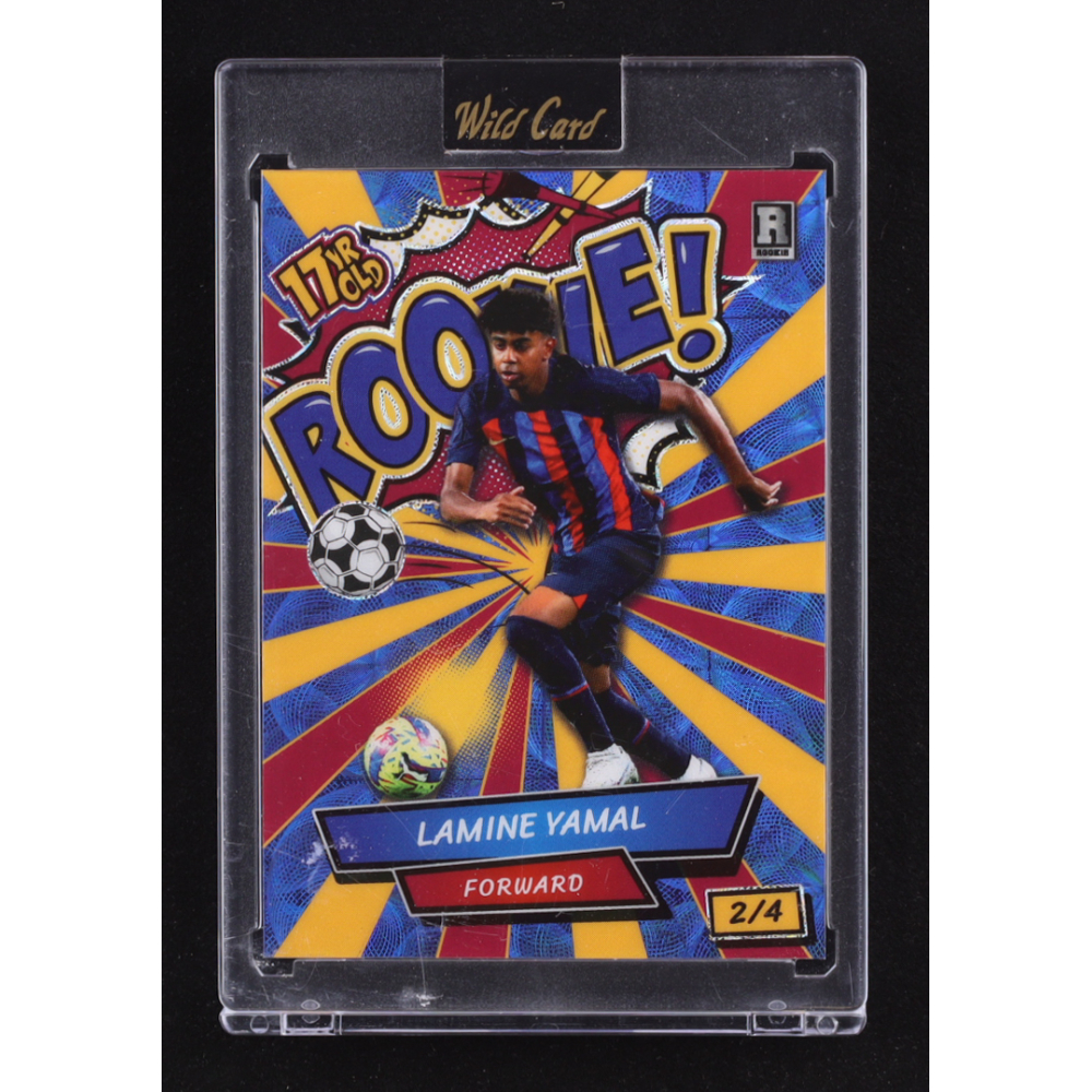 Lamine Yamal 2024 Wild Card Lamine Yamal Comix #ACRR-LY5 Gold / Red / Blue #2/4 RC at PristineAuction.com