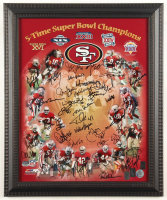 49ers 5-Time Super Bowl Champions Custom Framed Photo Display Signed by (32) with Joe Montana, Steve Young, Jerry Rice, Ronnie Lott (Mounted Memories & Montana & Young & Rice) at PristineAuction.com