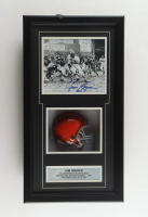 Jim Brown Signed LE Browns Custom Framed Shadowbox Photo & Mini Helmet Display #214/1000 (Stacks of Plaques) at PristineAuction.com