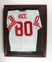 Jerry Rice Signed Custom Shadowbox Jersey Display (Schwartz) at PristineAuction.com