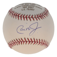 Cal Ripken Jr. Signed LE OML Commemorative Stat Baseball #73/207 (Ironclad) at PristineAuction.com