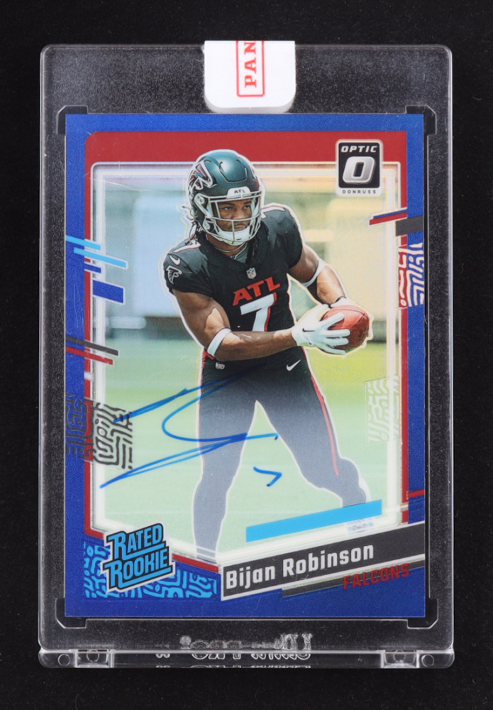 Bijan Robinson 2023 Donruss Optic Rated Rookies Autographs Blue #206 EXCH RC #46/99