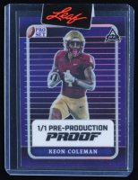 Keon Coleman 2024 Leaf Pro Set Prismatic Purple Pre-Production Proof #NNO #1/1 RC at PristineAuction.com