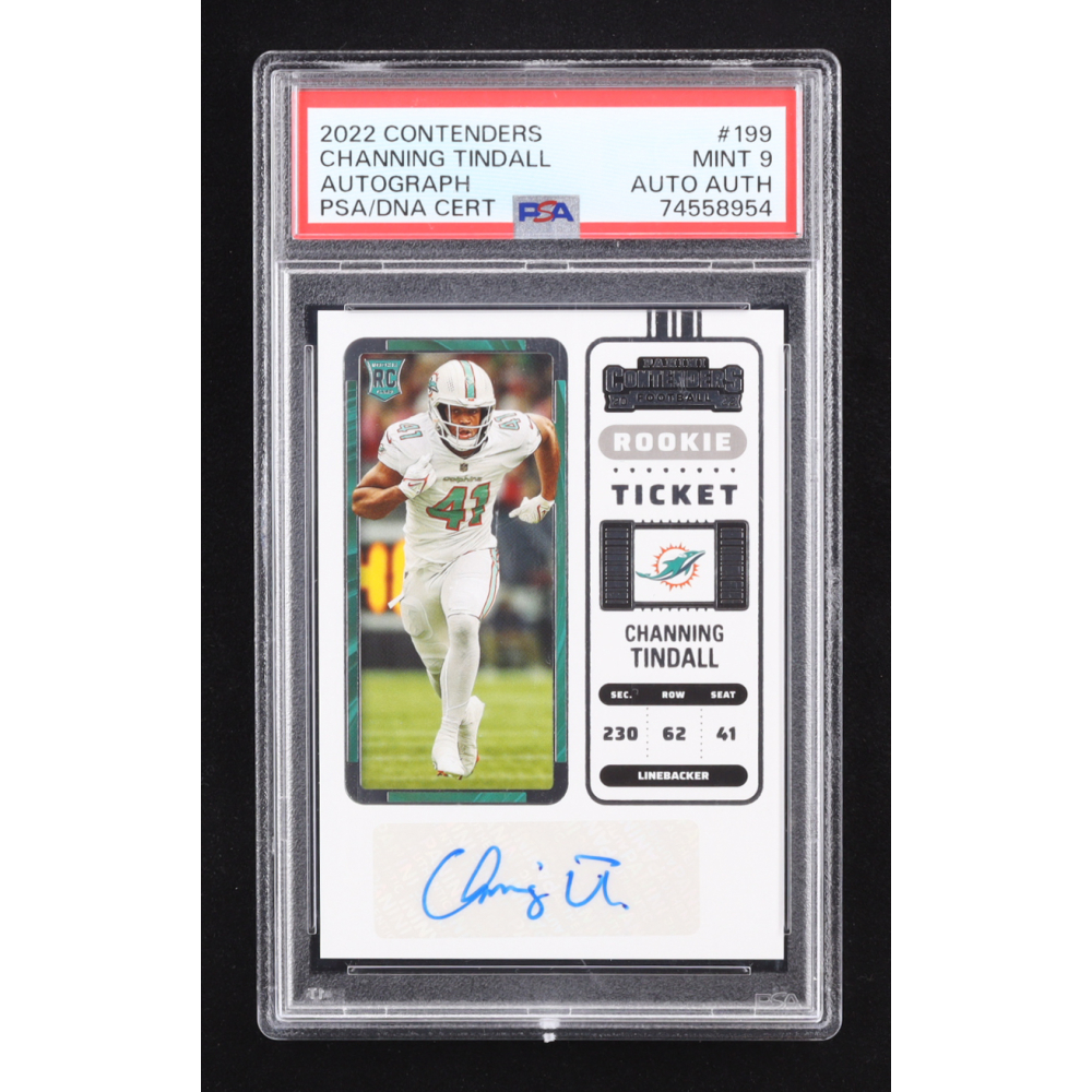 Channing Tindall 2022 Panini Contenders Showcase Autograph #199 RC (PSA 9) at PristineAuction.com