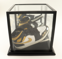 Larry Bird & Magic Johnson Signed Pair Of Nike Air Jordan Basketball Shoes With Display Case (PSA & Beckett) at PristineAuction.com