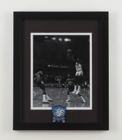 Michael Jordan NCAA Final Four "The Shot" Custom Framed Photo Display With North Carolina Tar Heels Logo Patch at PristineAuction.com