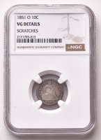 1851-O Seated Liberty Silver Dime (NGC VG Details) at PristineAuction.com