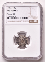 1852 Seated Liberty Silver Dime (NGC VG Details) at PristineAuction.com