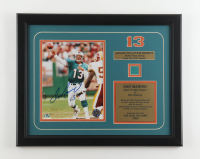 Dan Marino Signed Dolphins Custom Framed Photo Display With 1997 Piece Of Marino Game Used Jersey (PSA & Stacks Of Plaques) at PristineAuction.com