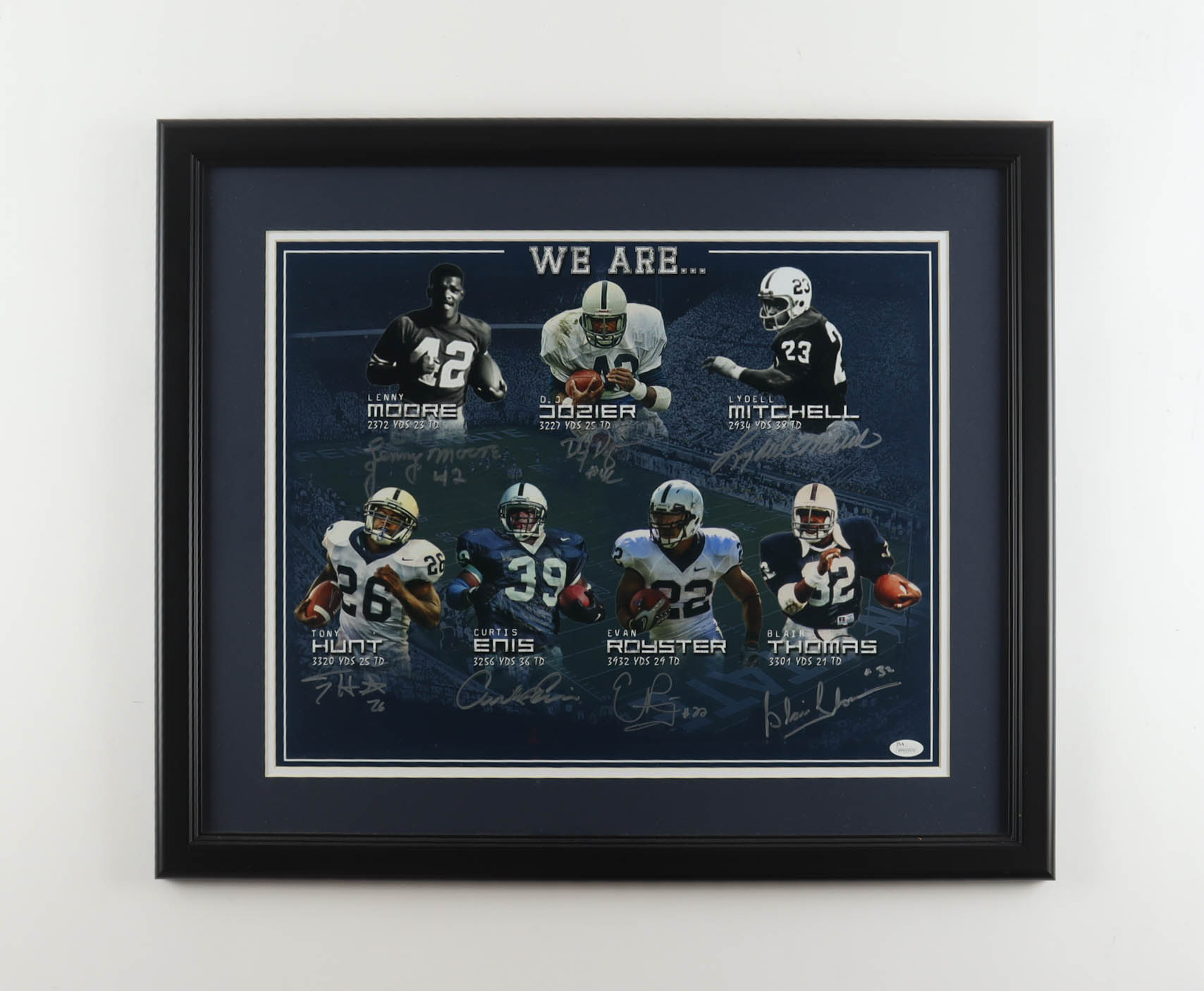 Pen State Running Backs Custom Framed Photo Display Signed By (7) Including Blair Thomas & Curtis Enis (JSA & SportsMemorabilia) at PristineAuction.com Pen State Running Backs Custom Framed Photo Display Signed By (7) Including Blair Thomas & Curtis Enis (JSA & SportsMemorabilia) at PristineAuction.com