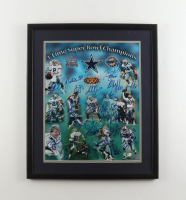 Cowboys Super Bowl XXX, XXVII & XXVIII Custom Framed Photo Display Signed by (25) with Troy Aikman, Jason Garrett, Fred Strickland, Nate Newton (Global & GTSM) at PristineAuction.com