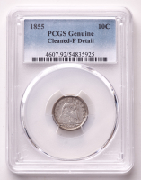 1855 Seated Liberty Silver Dime (PCGS F Detail) at PristineAuction.com