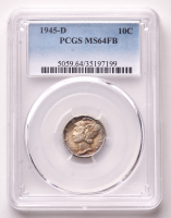 1945-D Mercury Silver Dime - Toned (PCGS MS64 FB) at PristineAuction.com