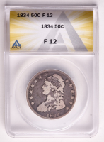 1834 Silver Half Dollar, Capped Bust (ANACS F12) at PristineAuction.com