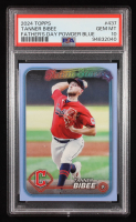 Tanner Bibee 2024 Topps Father's Day Blue #437 #20/50 (PSA 10) at PristineAuction.com