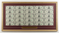 2017 U.S. $1 Dollar Bill Custom Framed Uncut Sheet Of (25) Bills at PristineAuction.com