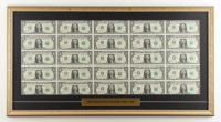 2017 U.S. $1 Dollar Bill Custom Framed Uncut Sheet Of (25) Bills at PristineAuction.com