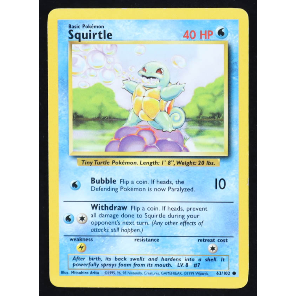 Squirtle C 1999 Pokemon Base Unlimited #63 at PristineAuction.com