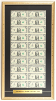 Uncut Uncirculated Sheet of (20) 2017 US Dollar Bills Custom Framed Display at PristineAuction.com