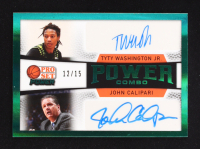 Tyty Washington Jr. / John Calipari 2022 Leaf Pro Set Power Power Combo Autographs Prismatic Green #PC11 #12/15 at PristineAuction.com