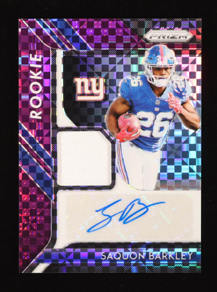 Saquon Barkley 2018 Panini Prizm Rookie Patch Autographs Prizms Purple Power #2 RC #17/50