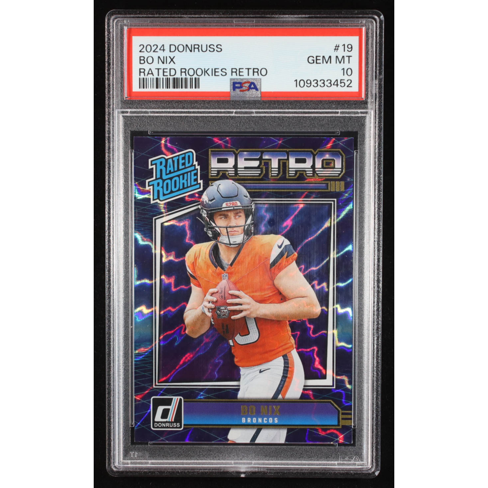 Bo Nix 2024 Donruss Rated Rookies Retro #19 RC (PSA 10) at PristineAuction.com
