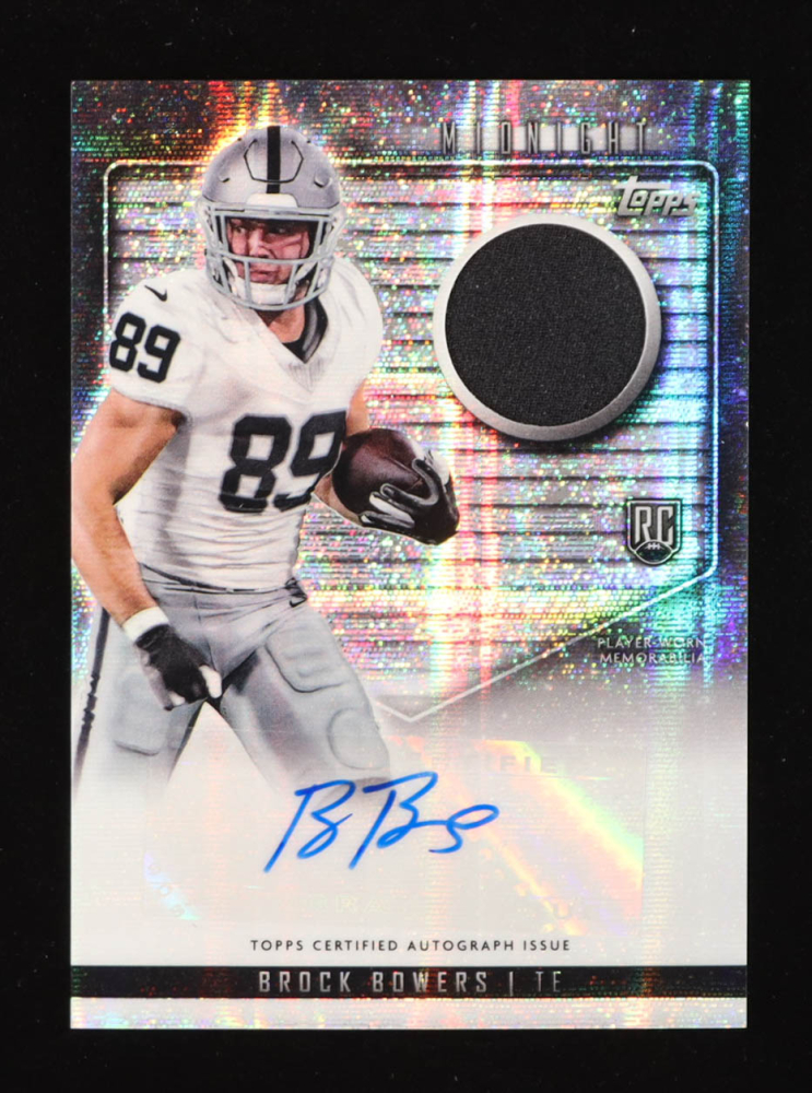 Brock Bowers 2024 Topps Midnight Rookie Jersey Autographs Moon Beam #RJABB RC