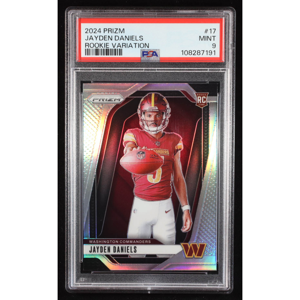 Jayden Daniels 2024 Panini Prizm Rookie Variations Prizms Silver #17 RC (PSA 9) at PristineAuction.com