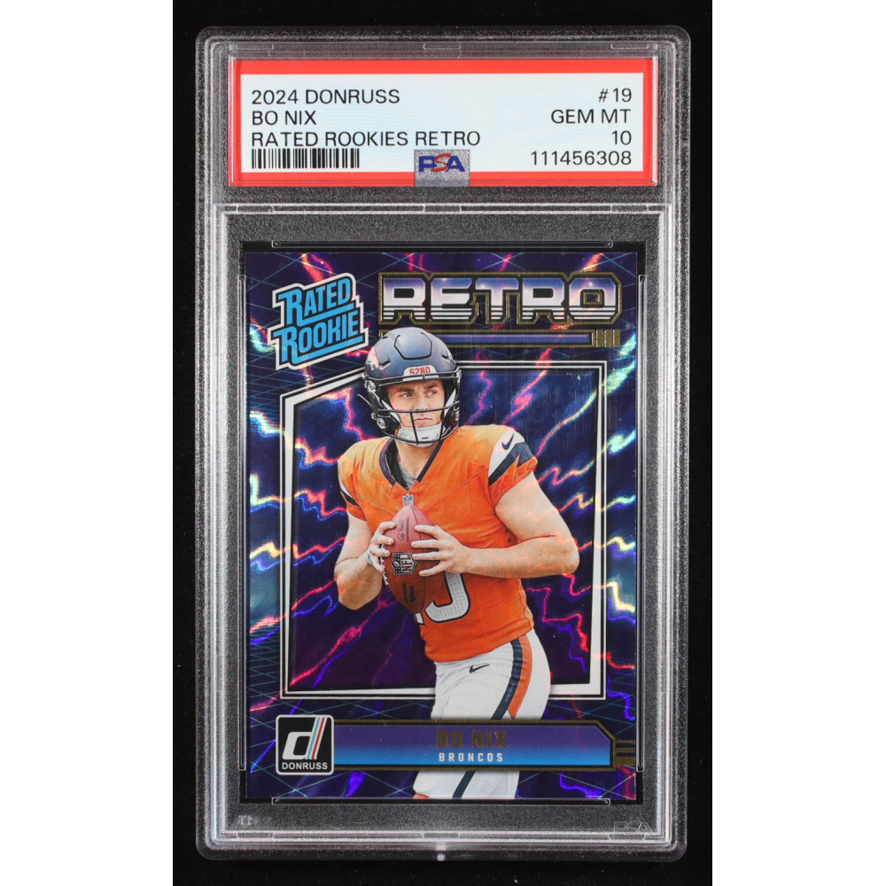 Bo Nix 2024 Donruss Rated Rookies Retro #19 RC (PSA 10) at PristineAuction.com