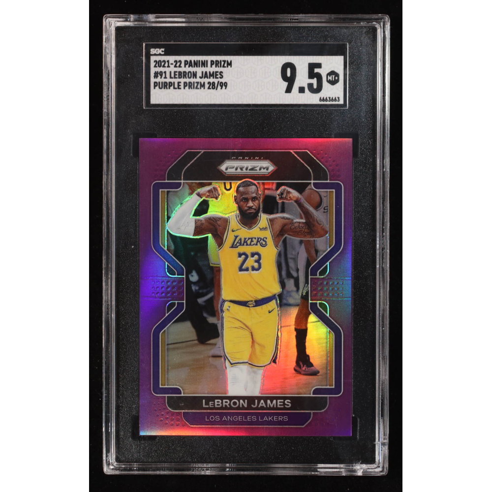 LeBron James 2021-22 Panini Prizm Purple Prizm #91 #28/99 (SGC 9.5) at PristineAuction.com