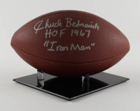 Chuck Bednarik Signed NFL Football With Display Stand Inscribed "HOF 1967" & "Iron Man" (PSA) at PristineAuction.com