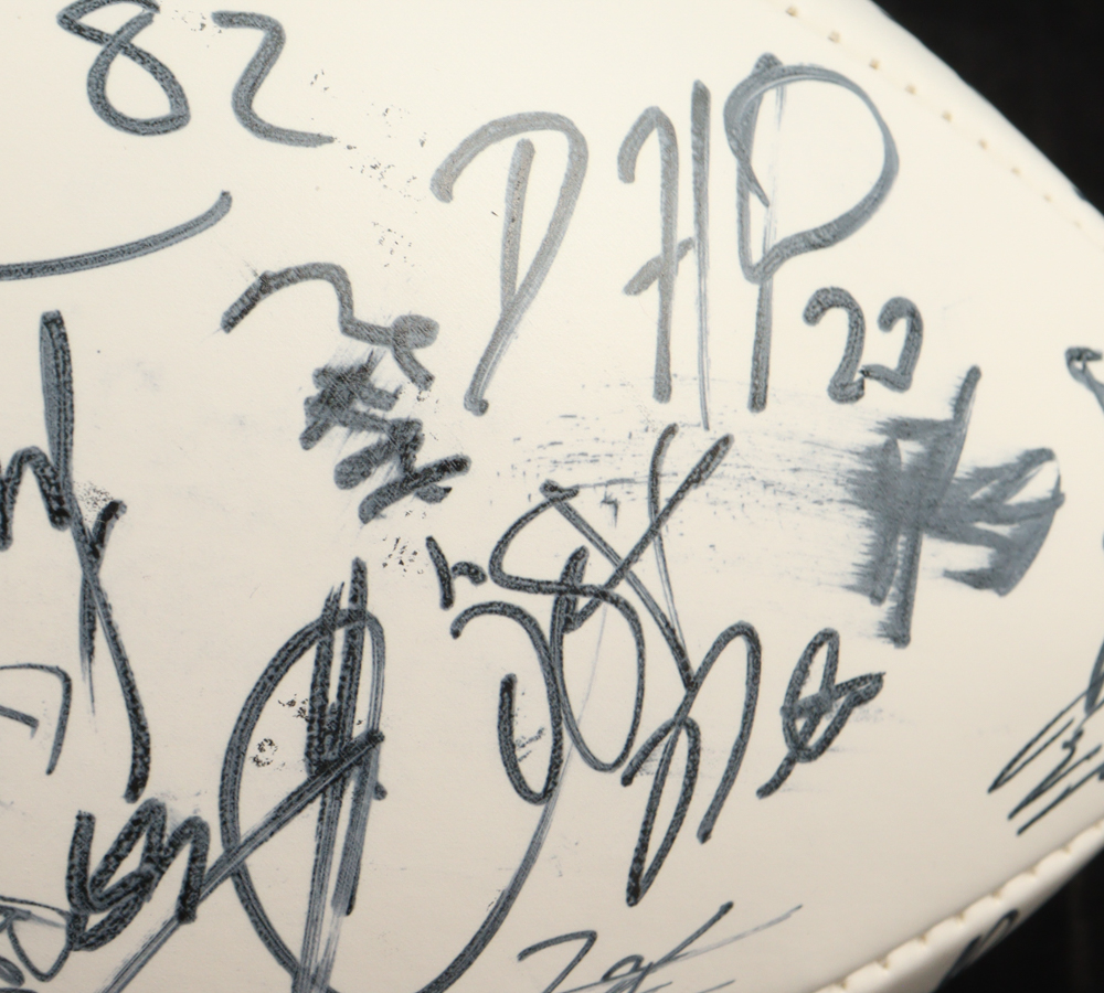 2008 Pro Bowl Logo NFL Football Signed by (64) with Adrian Peterson, Tony Romo, Larry Fitzgerald, Antonio Cromartie, Matt Hasselbeck, Mike McCarthy (Beckett) at PristineAuction.com 2008 Pro Bowl Logo NFL Football Signed by (64) with Adrian Peterson, Tony Romo, Larry Fitzgerald, Antonio Cromartie, Matt Hasselbeck, Mike McCarthy (Beckett) at PristineAuction.com