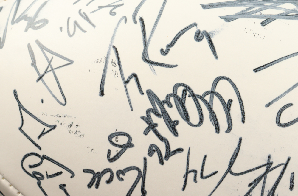 2008 Pro Bowl Logo NFL Football Signed by (64) with Adrian Peterson, Tony Romo, Larry Fitzgerald, Antonio Cromartie, Matt Hasselbeck, Mike McCarthy (Beckett) at PristineAuction.com 2008 Pro Bowl Logo NFL Football Signed by (64) with Adrian Peterson, Tony Romo, Larry Fitzgerald, Antonio Cromartie, Matt Hasselbeck, Mike McCarthy (Beckett) at PristineAuction.com