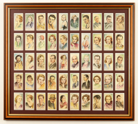 Circa 1930's Player's Cigarettes "Film Stars" Custom Framed Complete Set of (50) Cigarette Cards With Gary Cooper, Clark Gable, Joan Crawford, Laurence Oliver at PristineAuction.com