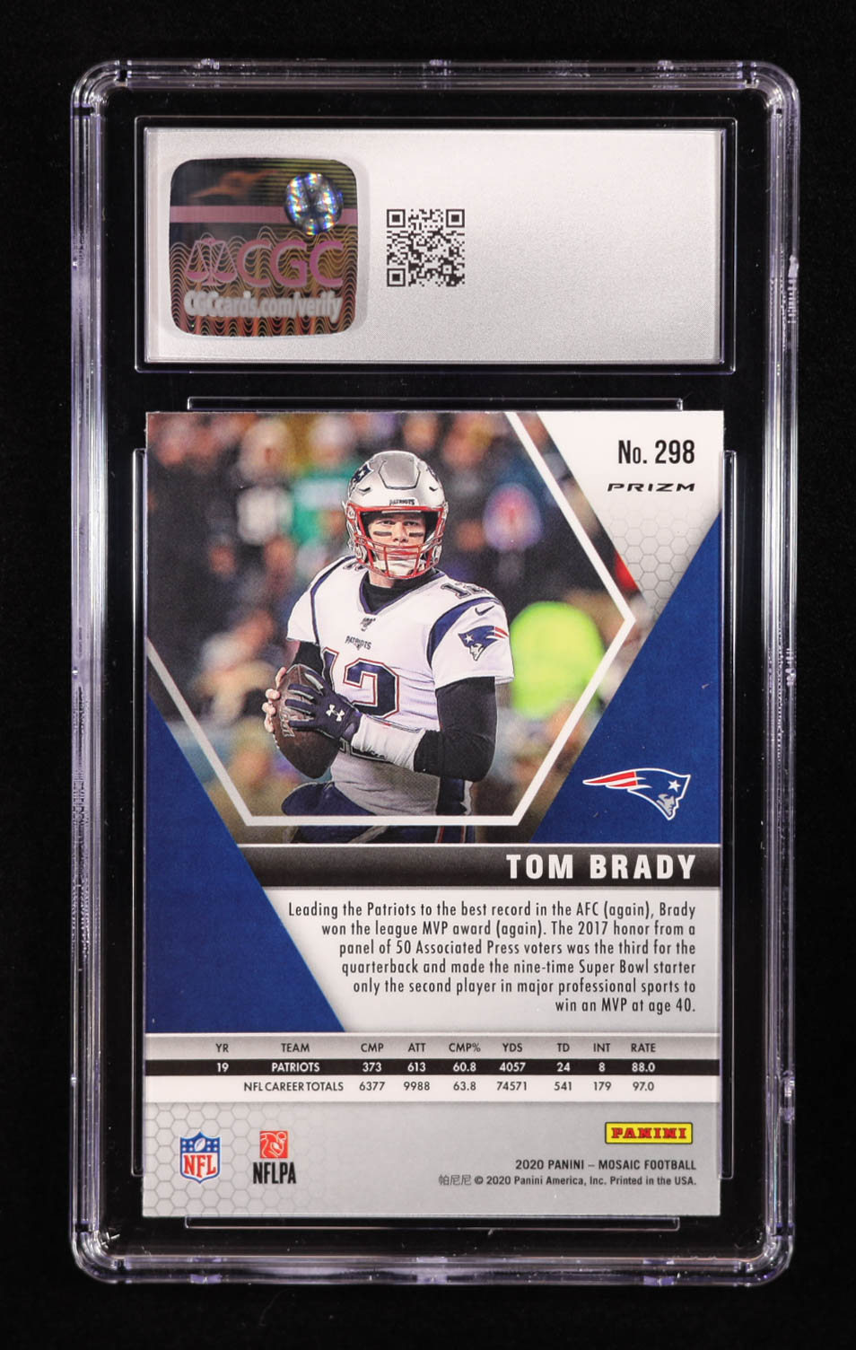 Tom Brady 2020 Panini Mosaic Mosaic Red #298 MVP (CGC 10) at PristineAuction.com Tom Brady 2020 Panini Mosaic Mosaic Red #298 MVP (CGC 10) at PristineAuction.com